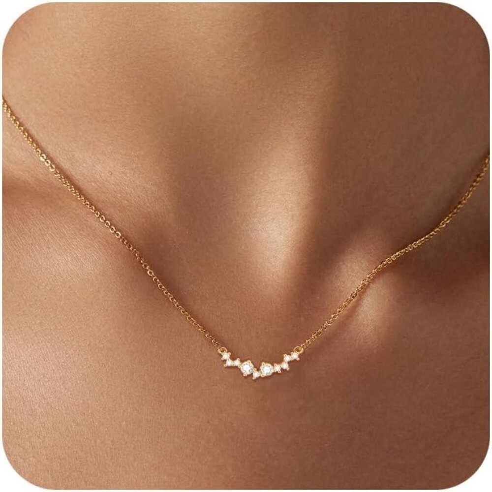Trendy 18K Gold-Multi CZ Plated Paperclip Necklace - Diamond Oval Jewelry